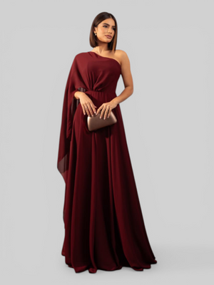Vestido de Festa Longo Nula Manga Aurora