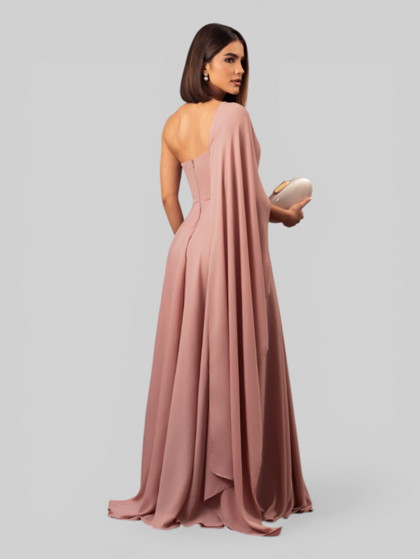 Vestido de Festa Longo Nula Manga Aurora