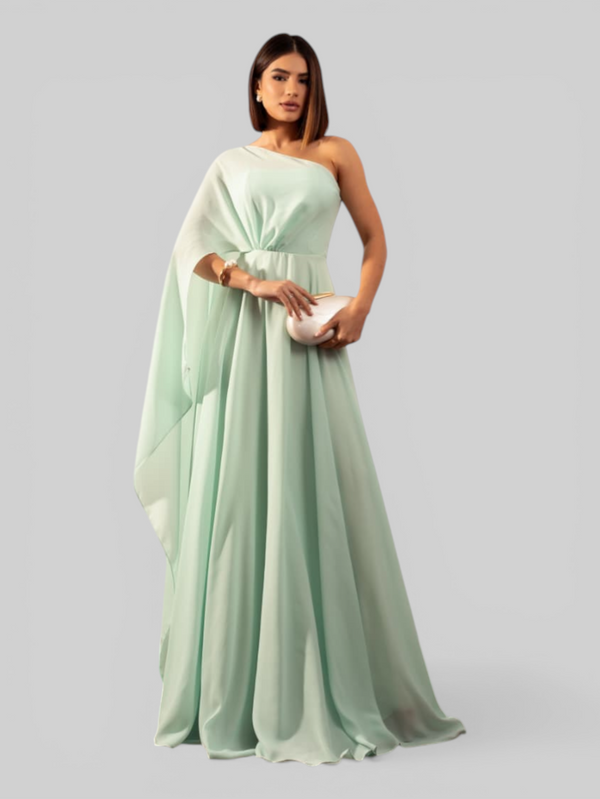 Vestido de Festa Longo Nula Manga Aurora