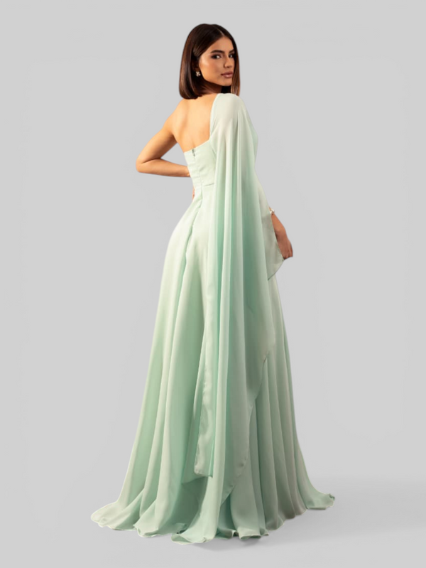 Vestido de Festa Longo Nula Manga Aurora