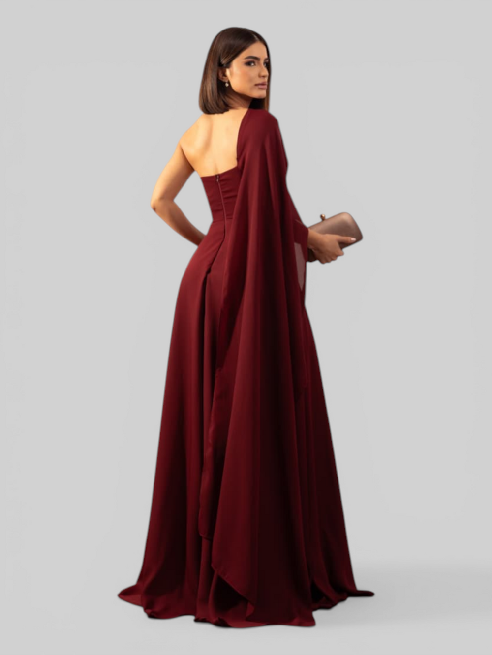 Vestido de Festa Longo Nula Manga Aurora