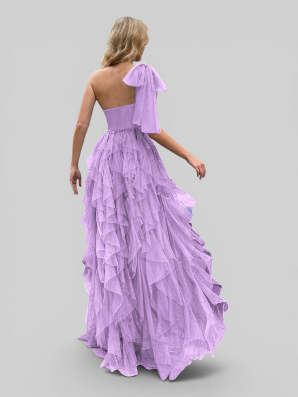 Vestido de Festa Longo Nula Manga Cascata com fenda Berlim