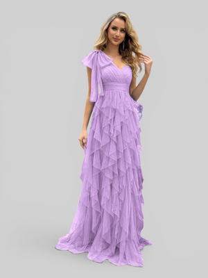 Vestido de Festa Longo Nula Manga Cascata com fenda Berlim