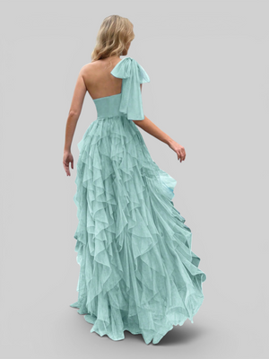 Vestido de Festa Longo Nula Manga Cascata com fenda Berlim