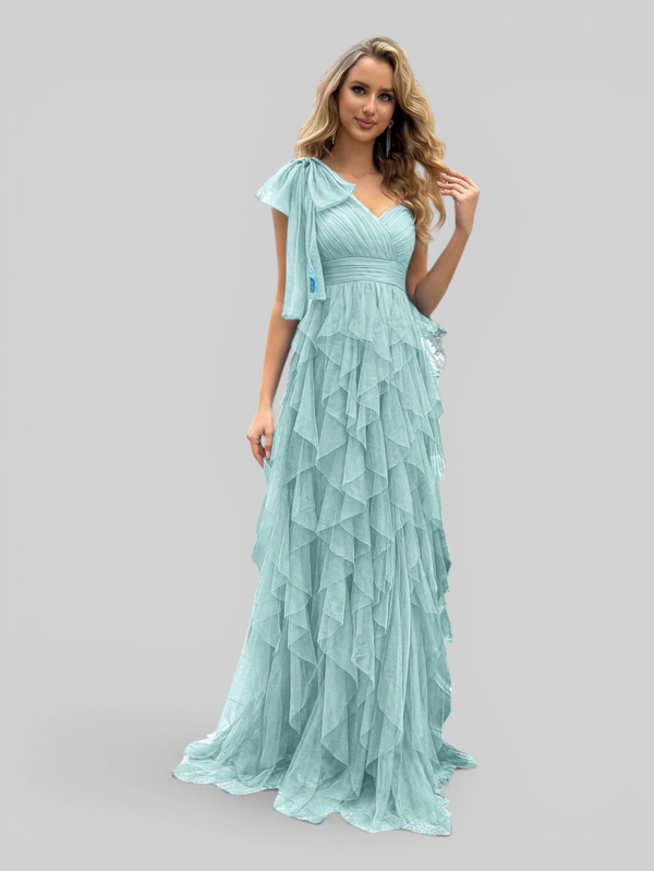 Vestido de Festa Longo Nula Manga Cascata com fenda Berlim