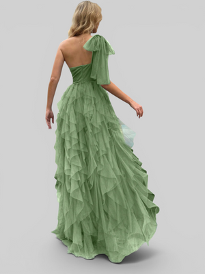 Vestido de Festa Longo Nula Manga Cascata com fenda Berlim