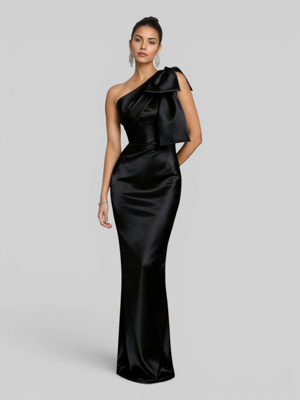 Vestido de Festa Longo Nula Manga com Laço Ambrô