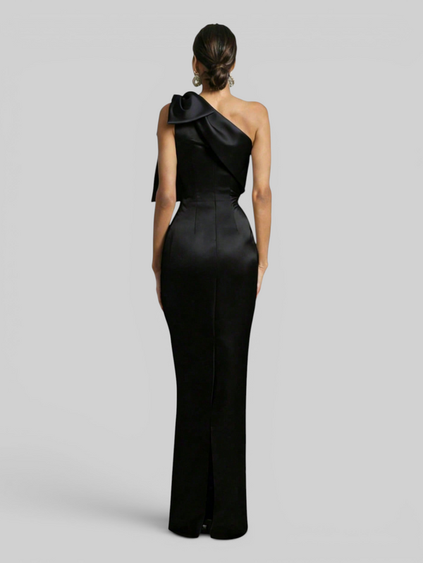 Vestido de Festa Longo Nula Manga com Laço Ambrô