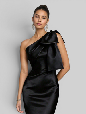 Vestido de Festa Longo Nula Manga com Laço Ambrô