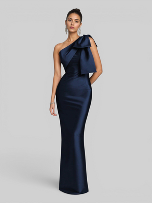 Vestido de Festa Longo Nula Manga com Laço Ambrô
