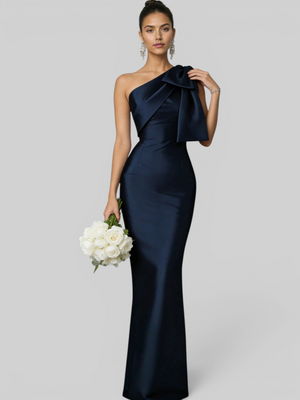 Vestido de Festa Longo Nula Manga com Laço Ambrô
