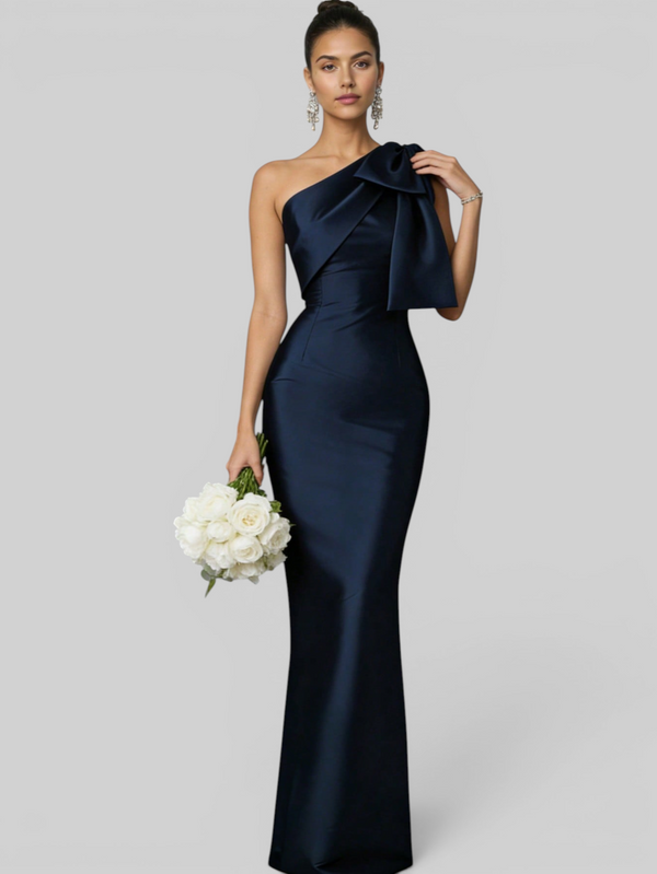 Vestido de Festa Longo Nula Manga com Laço Ambrô