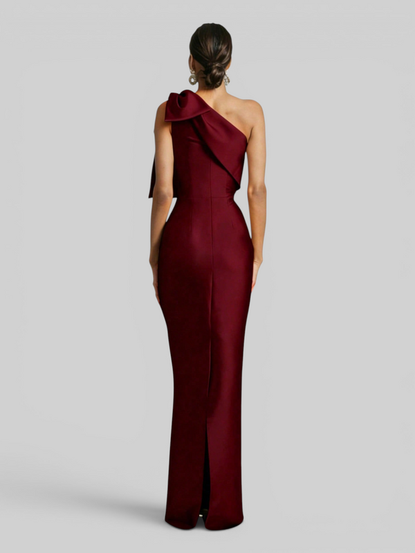 Vestido de Festa Longo Nula Manga com Laço Ambrô