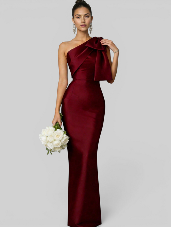 Vestido de Festa Longo Nula Manga com Laço Ambrô