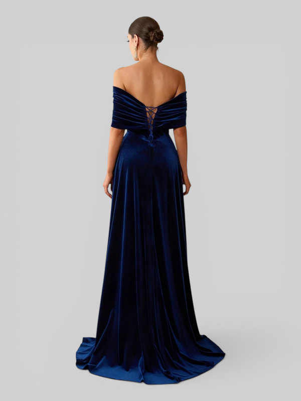 Vestido de Festa Longo Ombro a Ombro Laço Couture