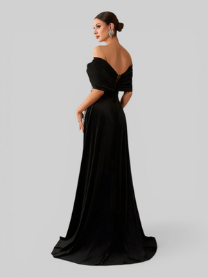 Vestido de Festa Longo Ombro a Ombro Laço Couture