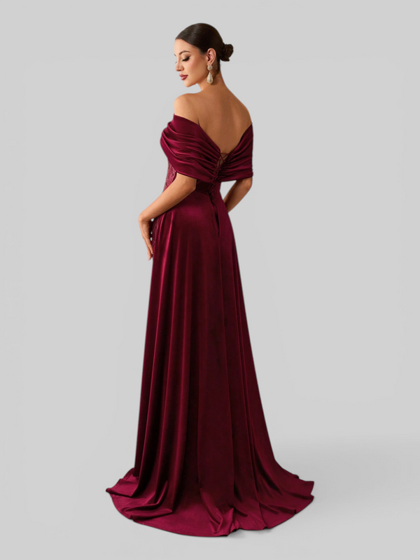 Vestido de Festa Longo Ombro a Ombro Laço Couture