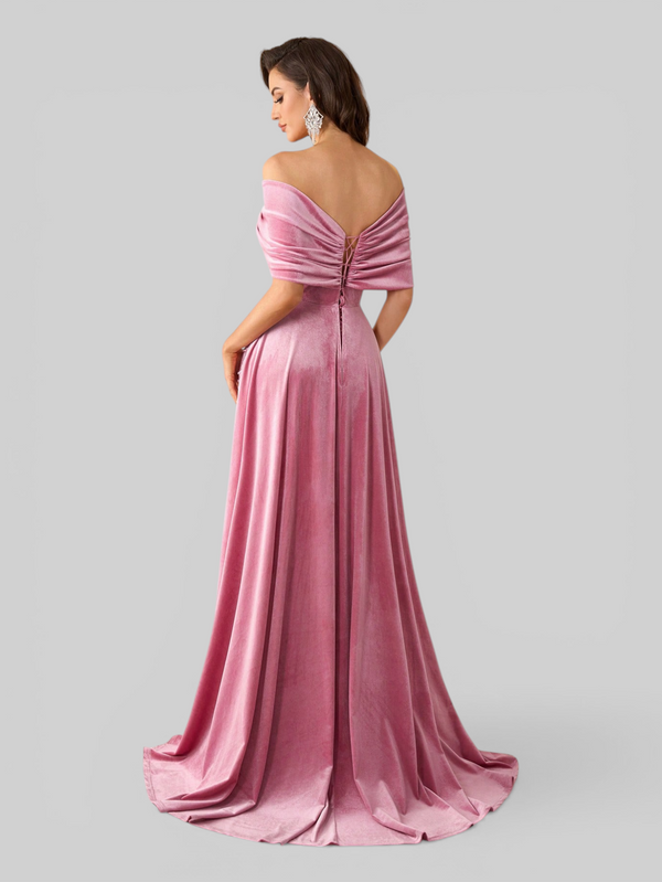 Vestido de Festa Longo Ombro a Ombro Laço Couture