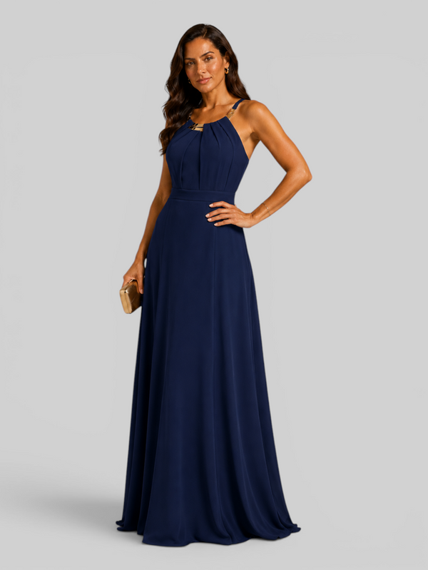 Vestido de Festa Longo Ornamento Aurea