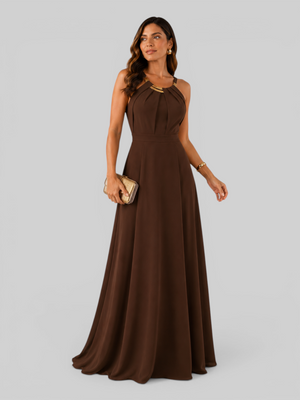 Vestido de Festa Longo Ornamento Aurea