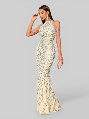 Vestido de Festa Longo Paetê Boston Flowers - Aurea Dress