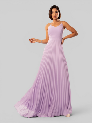 Vestido de Festa Longo Plissado 2 em 1 com Capa Removível