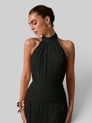 Vestido de Festa Longo Plissado com Fenda Juliette