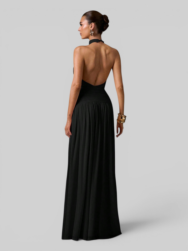 Vestido de Festa Longo Plissado com Fenda Juliette