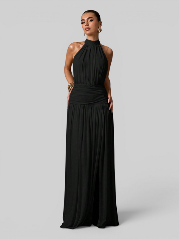 Vestido de Festa Longo Plissado com Fenda Juliette