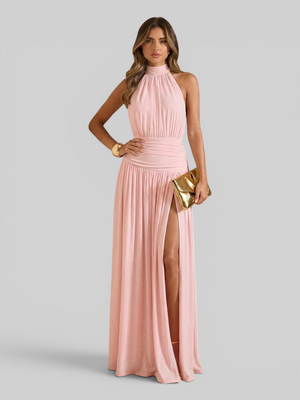 Vestido de Festa Longo Plissado com Fenda Juliette