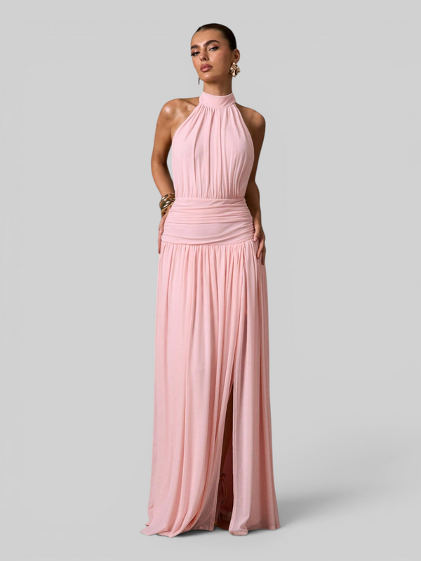 Vestido de Festa Longo Plissado com Fenda Juliette