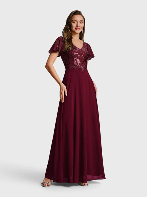 Vestido de Festa Longo Plus Size Bordado Lamine