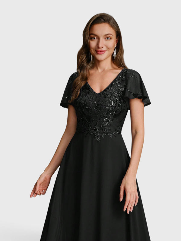 Vestido de Festa Longo Plus Size Bordado Lamine