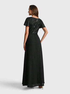 Vestido de Festa Longo Plus Size Bordado Lamine