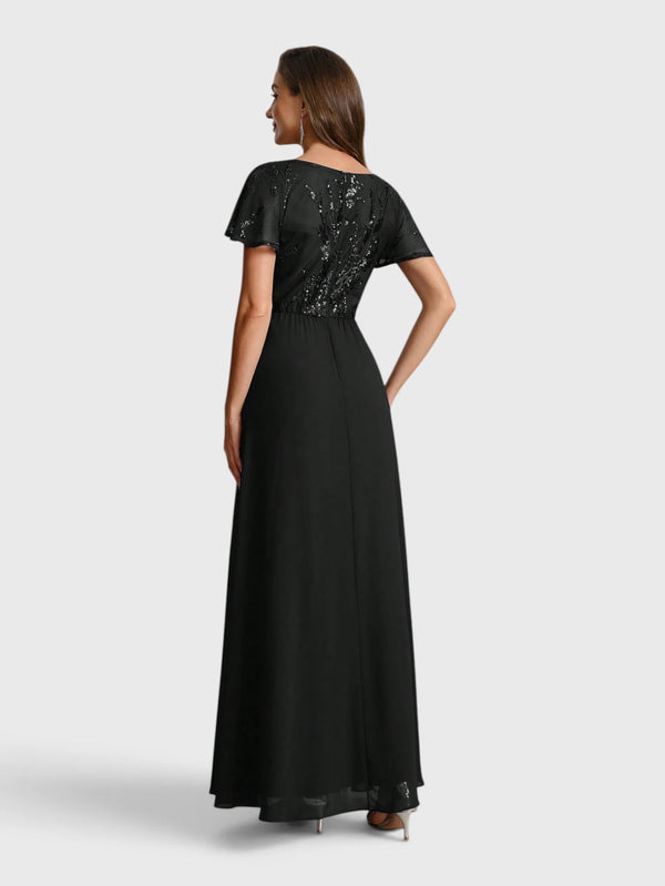 Vestido de Festa Longo Plus Size Bordado Lamine