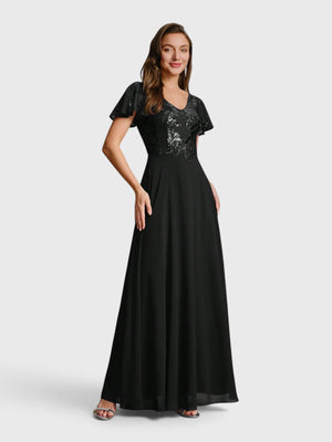 Vestido de Festa Longo Plus Size Bordado Lamine