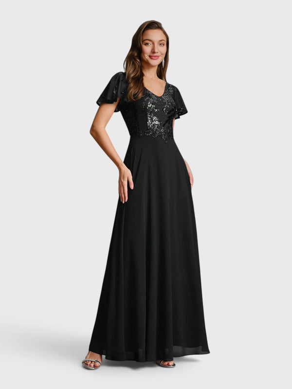 Vestido de Festa Longo Plus Size Bordado Lamine
