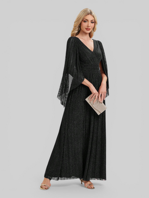 Vestido de Festa Longo Plus Size com Capa Ambrôle