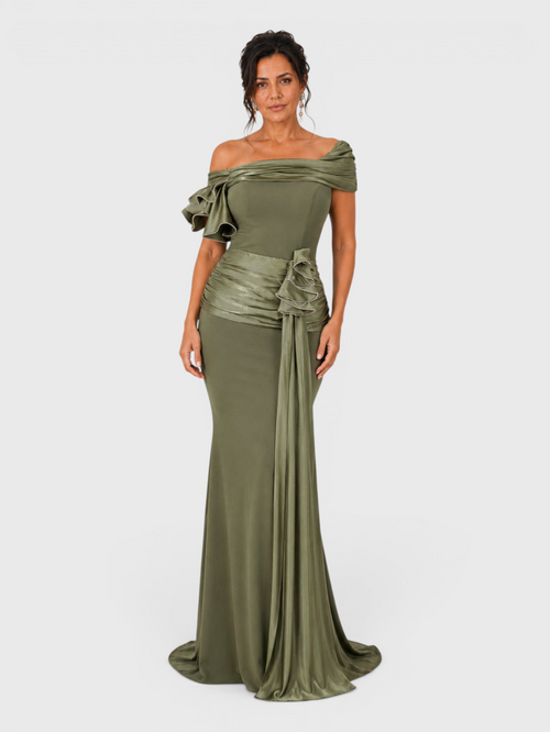 Vestido de Festa Longo Premium Ombro a Ombro Acetinado Life