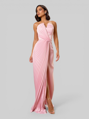 Vestido de Festa Longo Premium Plissado Leque