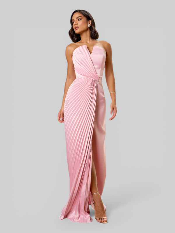 Vestido de Festa Longo Premium Plissado Leque