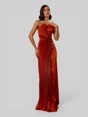 Vestido de Festa Longo Premium Plissado Leque