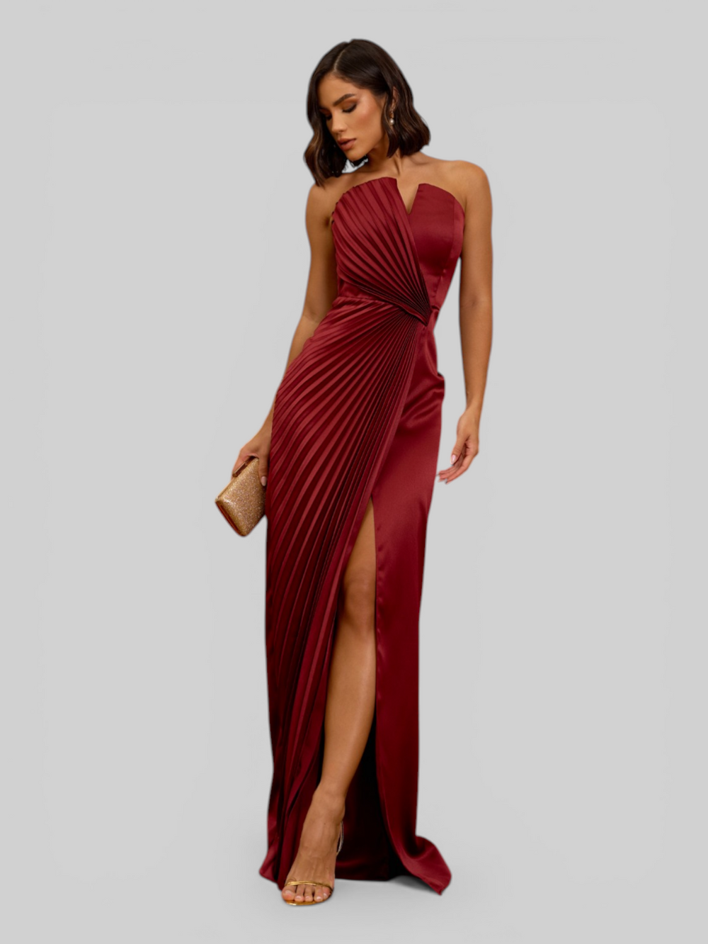 Vestido de Festa Longo Premium Plissado Leque