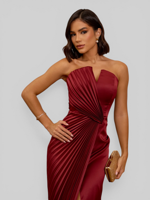 Vestido de Festa Longo Premium Plissado Leque