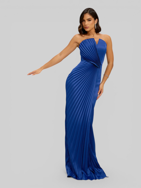 Vestido de Festa Longo Premium Plissado Leque