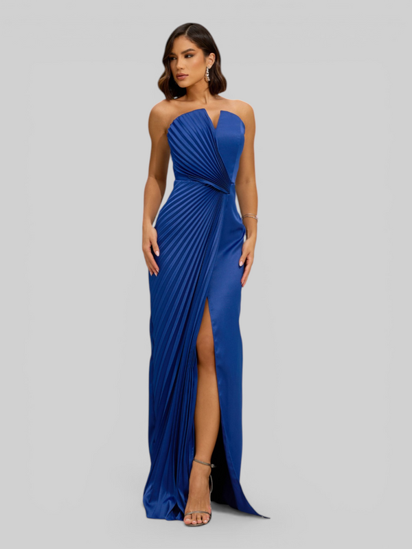 Vestido de Festa Longo Premium Plissado Leque