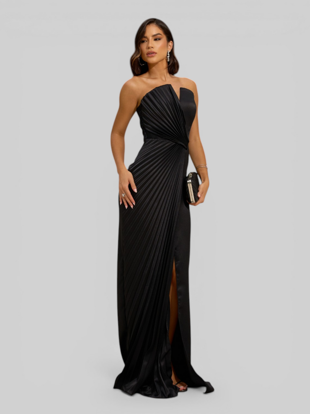 Vestido de Festa Longo Premium Plissado Leque