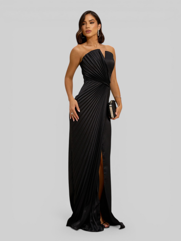 Vestido de Festa Longo Premium Plissado Leque