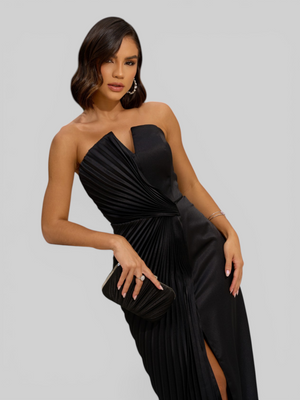 Vestido de Festa Longo Premium Plissado Leque