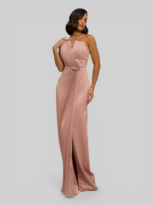 Vestido de Festa Longo Premium Plissado Leque